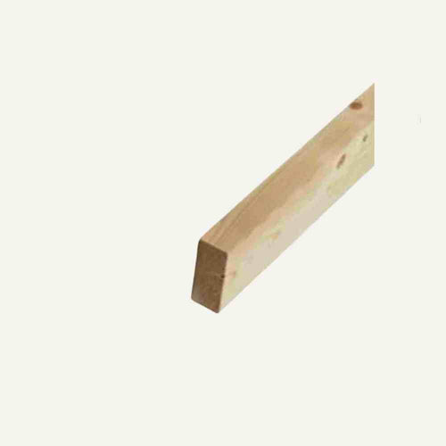 A single piece of Bingley Fencing Untreated Framework Timber measuring 38mm x 16mm and 6ft/1.8m in length is positioned against a plain white background. The light natural finish highlights its diagonal placement, enhancing its rectangular shape and smooth texture.