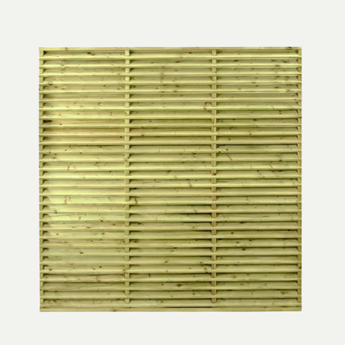 A KDM Reduced Venetian Fence Panel (VP180), featuring parallel light green bamboo sticks held by horizontal string, is displayed on a plain white background.