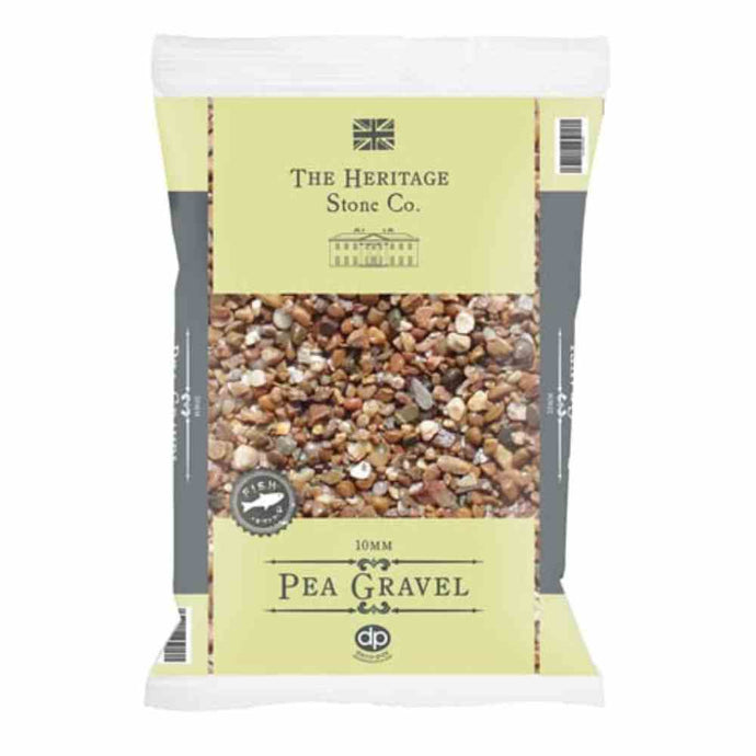 plastic bag of golden pea gravel