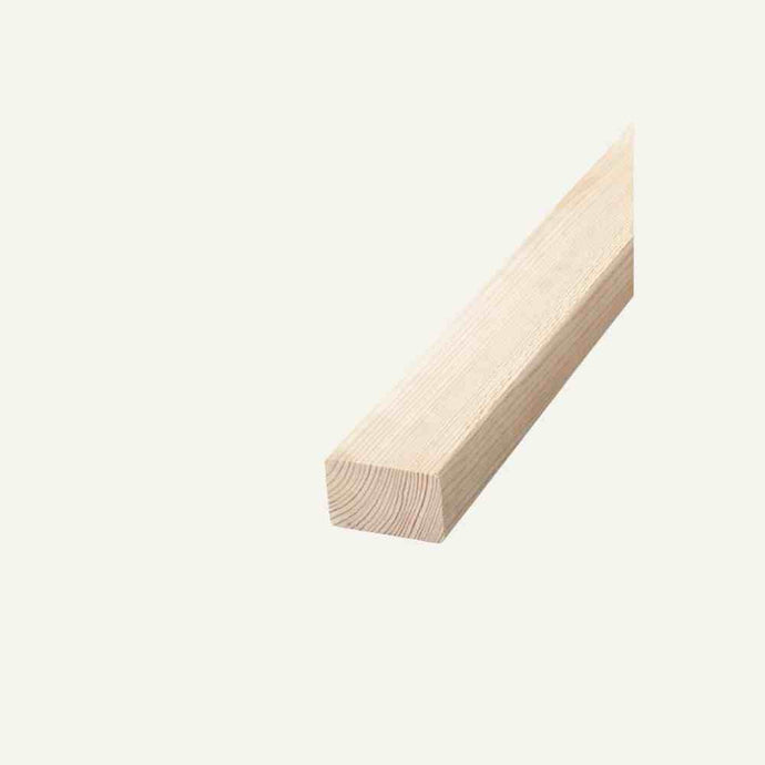 A close-up view of a Bingley Fencing C16 Carcassing Untreated 75mm x 50mm (3” x 2”) wooden rectangular beam, showcasing its visible grain texture and suitability for structural use, extends from the right side against a light gray background.