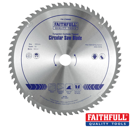 Faithfull - TCT Circular Saw Blades- Dia: 300mm - Teeth: 60 - Bore- 30mm