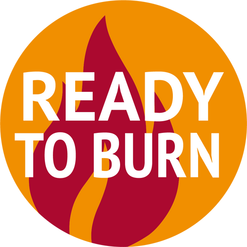 A circular logo with an orange background showcases a red flame graphic, representing clean burning. Over the flame, bold white text states “Newburn 25KG Smokeless Coal - Premium” by Bingley Fencing, highlighting its low emission qualities.