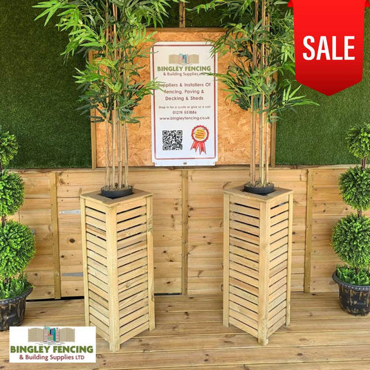 tall plant pots outdoor uk Tall Slatted Square Planter