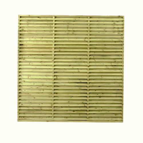 A KDM Reduced Venetian Fence Panel (VP180), featuring parallel light green bamboo sticks held by horizontal string, is displayed on a plain white background.