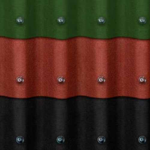 Onduline corrugated shed roof sheets in red green and black