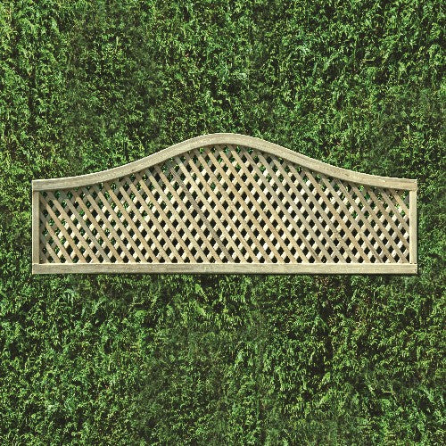 lattice style privacy trellis panel with omega shaped curved top