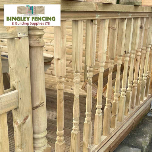 wooden balustrade with spindles